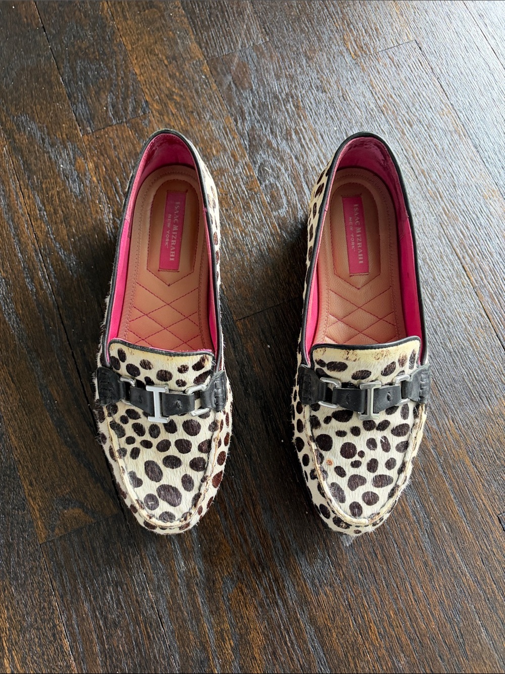 Isaac Mizrachi Leopard Print Leather Loafers - Black/White